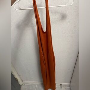 Open Back Halter Dress- Burnt Orange/Tan